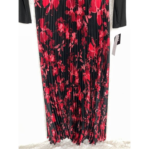 NWT Robbie Bee Small Dress Black Ribbed Top Pink Red Floral Bottom - Picture 4 of 7